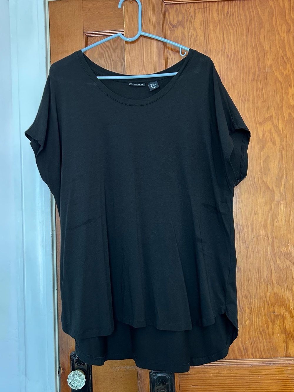 Tahari Black Layered Short Sleeve Tee
